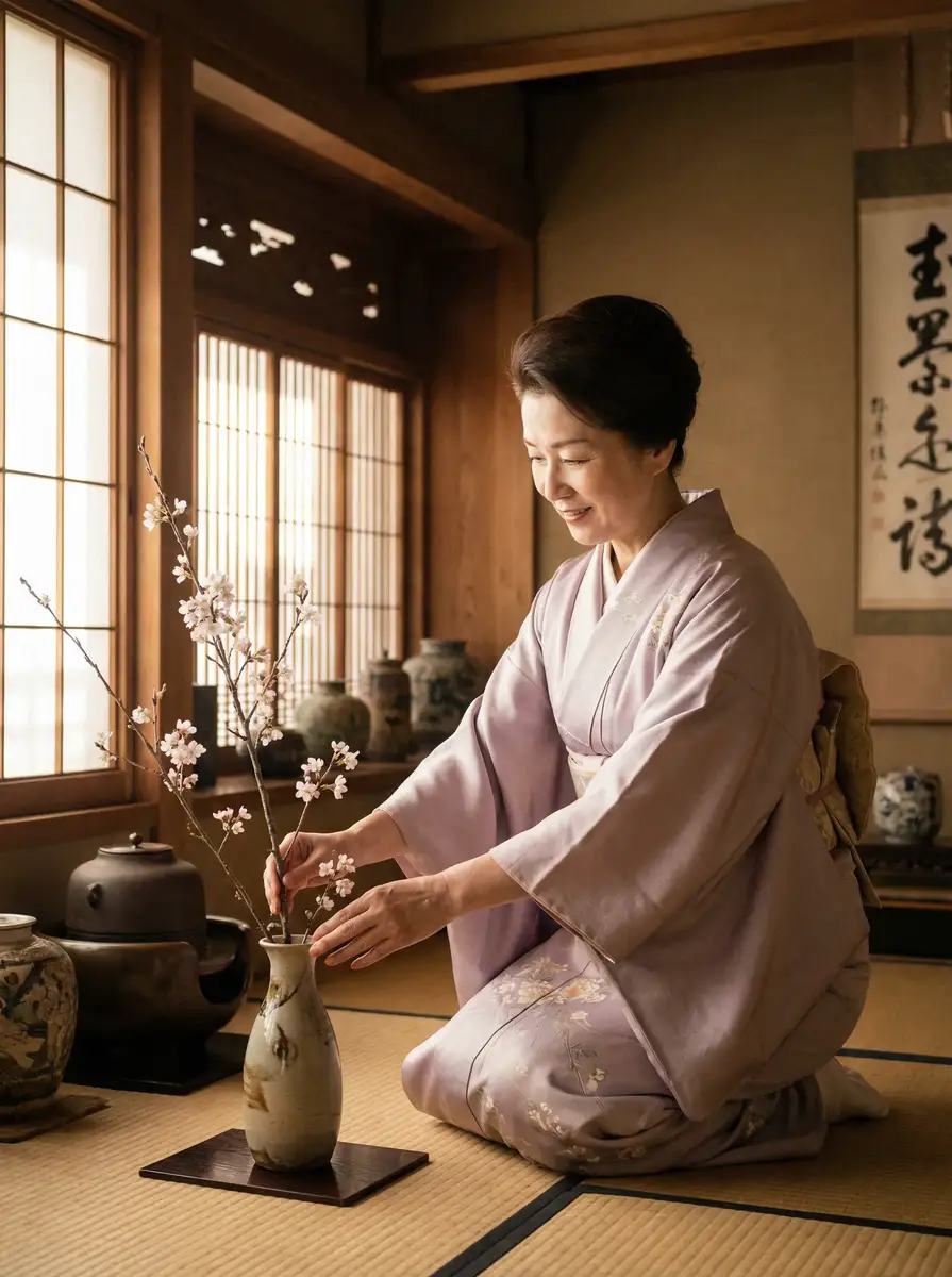 一位优雅的 情深叉-热门情感视频|独家内容|免费在线收看 在和室中插花